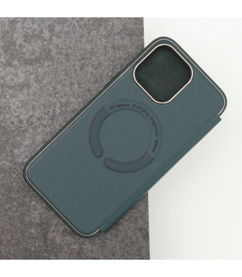 Smart Gold Frame Mag dėklas for iPhone 14 Plus 6,7 dark green