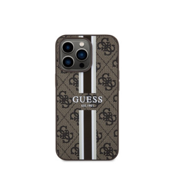 Guess dėklas for iPhone 13 Pro 6,1 GUHMP13LP4RPSW brown hardėklas Magsafe 4G Printed Stripes