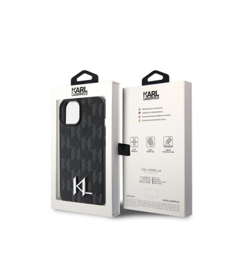 Karl Lagerfeld dėklas for iPhone 15 6,1 KLHCP15SPKLPKLK black HC Hot Stamp Monogram KL Metal Logo