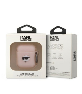 Karl Lagerfeld dėklas for Airpods 1 / 2 KLA2RUNCHP pink 3D Silicone NFT Karl