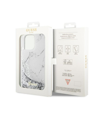 Guess dėklas for iPhone 14 Pro Max 6,7 GUHCP14XLCSGSGH white hard dėklas Liquid Glitter Marble