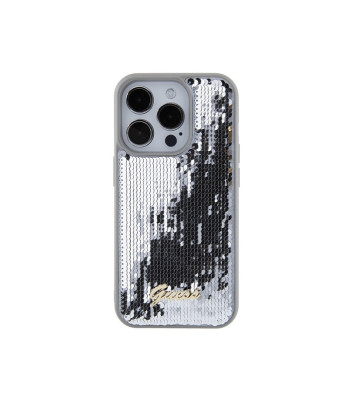 Guess dėklas for iPhone 15 Pro 6,1 GUHCP15LPSFDGSS silver HC Sequin Script Metal