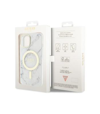 Guess dėklas for iPhone 14 6,1 GUHMP14SPCUMAH white hard dėklas Marble MagSafe