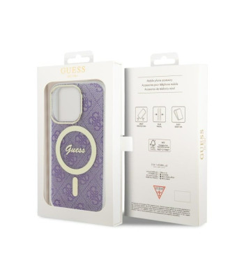 Guess dėklas for iPhone 14 Pro 6,1 GUHMP14LH4STU purple hard dėklas 4G MagSafe