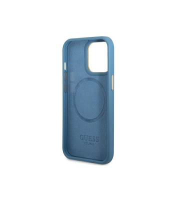 Guess dėklas for iPhone 14 Pro 6,1 GUHMP14LU4GPRB blue hard dėklas 4G Logo Plate MagSafe