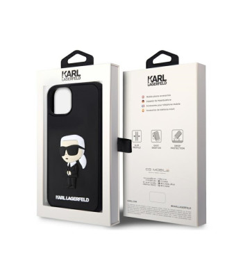 Karl Lagerfeld dėklas for iPhone 14 Plus 6,7 KLHCP14M3DRKINK black hardėklas Saffiano Mono Patch Ikonik NFT