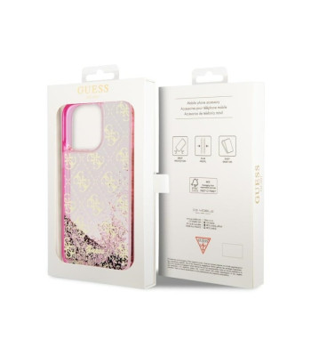 Guess dėklas for iPhone 14 Pro Max 6,7 GUHCP14XLC4PSGP pink harddėklas Liquid Glitter 4G Translucent