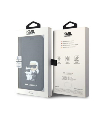 Karl Lagerfeld dėklas for iPhone 14 6,1 KLBKP14SSANKCPK black BT Saffiano Patch Karl-Choupette NFT