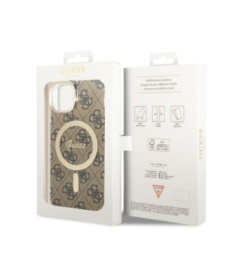 Guess dėklas for iPhone 14 6,1 GUHMP14SH4STW brown harddėklas Magsafe IML 4G