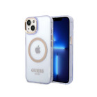 Guess dėklas for iPhone 14 6,1 GUHMP14SHTCMU purple harddėklas Gold Outline Translucent MagSafe