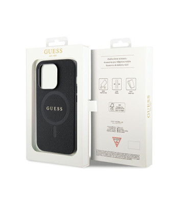 Guess dėklas for iPhone 14 Pro Max 6,7 GUHMP14XPSAHMCK black HC PU Saffiano Magsafe