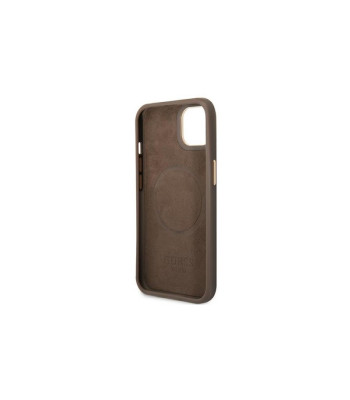 Guess dėklas for iPhone 14 Plus 6,7 GUHMP14MU4GPRW brown HC Magsafe 4G PU Logo Plate