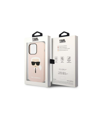 Karl Lagerfeld dėklas for iPhone 14 Pro Max 6,7 KLHCP14XSLKHBK pink HC Silicone Karl's Head