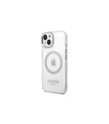 Guess dėklas for iPhone 14 Pro Max 6,7 GUHMP14XHTRMS silver HC Magsafe Metal Outline