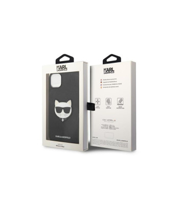 Karl Lagerfeld dėklas for iPhone 14 Pro Max 6,7 KLHCP14XSAPCHK black PU Saffiano dėklas with Choupette Head Patch