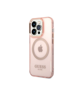 Guess dėklas for iPhone 14 Pro Max 6,7 GUHMP14XHTCMP purple harddėklas Gold Outline Translucent MagSafe