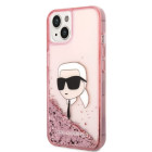 Karl Lagerfeld dėklas for iPhone 14 Pro Max 6,7 KLHCP14XLNCHCP pink harddėklas Liquid Glitter NFT Choupette Head