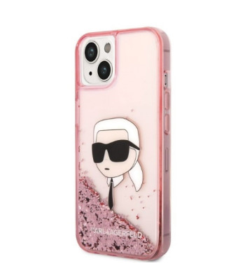 Karl Lagerfeld dėklas for iPhone 14 Pro Max 6,7 KLHCP14XLNCHCP pink harddėklas Liquid Glitter NFT Choupette Head