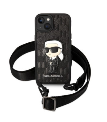 Karl Lagerfeld dėklas for iPhone 14 6,1 KLHCP14SSTKMK black harddėklas CB Monogram NFT Ikonik Patch