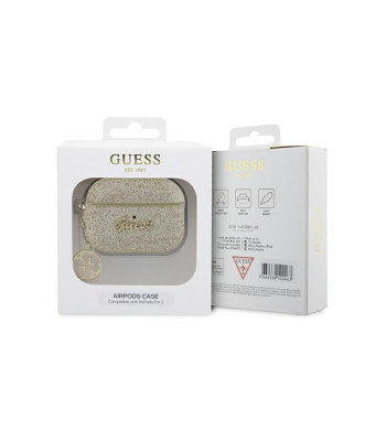 Guess dėklas for AirPods Pro 2 GUAP2GLGSHD gold PU Glitter Flake 4G