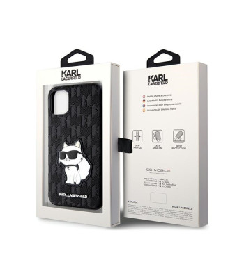 Karl Lagerfeld dėklas for iPhone 11 / Xr KLHCN61SAKHPCK black Saffiano Monogram Choupette