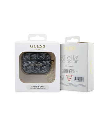 Guess dėklas for AirPods Pro GUAPPGCE4CK black Gcube Classic Gold Logo W/Charm