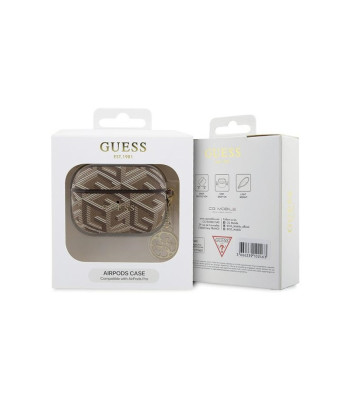 Guess dėklas for AirPods Pro GUAPPGCE4CW brown Gcube Classic Gold Logo W/Charm