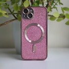 Glitter Chrome Mag dėklas for iPhone 15 6,1 pink