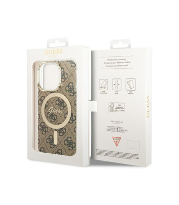 Guess dėklas for iPhone 13 / 13 Pro 6,1 GUHMP13LH4STW brown hard dėklas 4G MagSafe