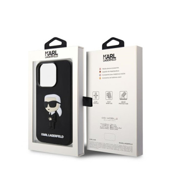 Karl Lagerfeld dėklas for iPhone 14 Pro 6,1 KLHCP14L3DRKINK black harddėklas Rubber Ikonik 3D