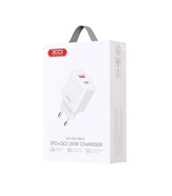 XO wall įkroviklis CE12 PD QC 3.0 20W 1x USB 1x USB-C white