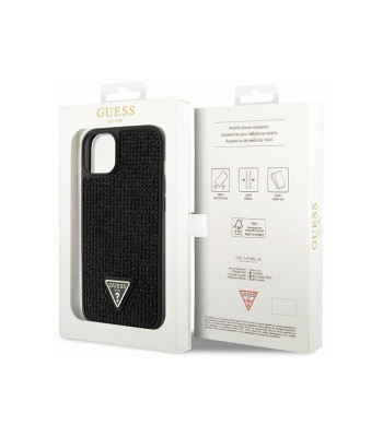 Guess dėklas for iPhone 14 Plus 6,7 GUHCP14MHDGTPK black harddėklas Rhinestone Triangle