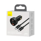 Baseus automobilinis įkroviklis Superme PD 100W 1x USB 1x USB-C black + cable USB-C - USB-C