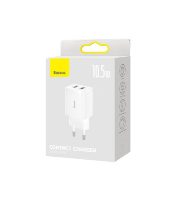 Baseus wall įkroviklis Compact 2 x USB white 10,5w