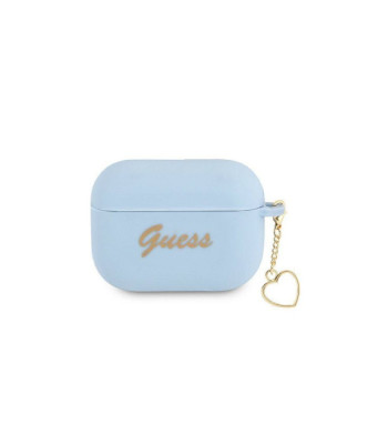 Guess dėklas for Airpods Pro GUAPLSCHSB blue Silicone Heart Charm