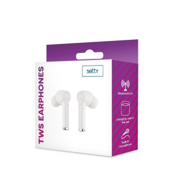 Setty Bluetooth earphones TWS with a charging dėklas ECA-01 white