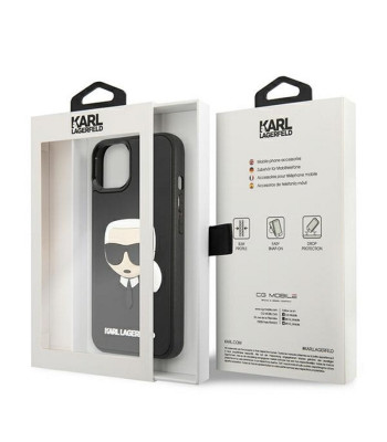 Karl Lagerfeld dėklas for iPhone 13 Mini KLHCP13SKH3DBK hard dėklas black Rubber Karl`s Head