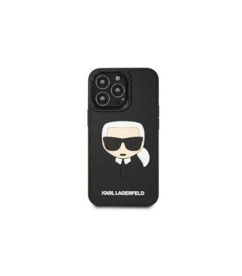 Karl Lagefeld dėklas for iPhone 14 Pro 6,1 KLHCP14LKH3DBK black harddėklas 3D Rubber Karl`s Head