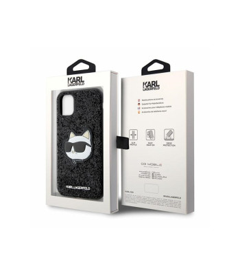 Karl Lagerfeld dėklas for iPhone 11 / XR KLHCN61G2CPK black harddėklas Glitter Choupette Patch