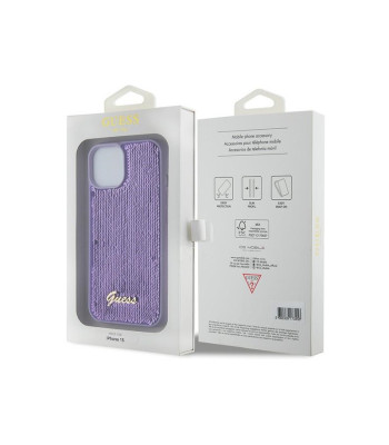 Guess dėklas for iPhone 15 6,1 GUHCP15SPSFDGSU purple HC Sequin Script Metal