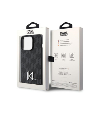 Karl Lagerfeld dėklas for iPhone 15 Pro 6,1 KLHCP15LPKLPKLK black HC Hot Stamp Monogram KL Metal Logo