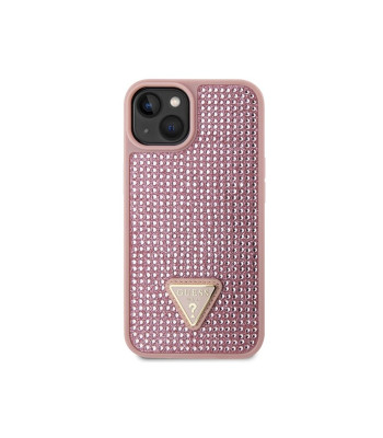 Guess dėklas for iPhone 14 Pro 6,1 GUHCP14SHDGTPP pink harddėklas Rhinestone Triangle