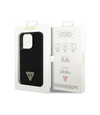 Guess dėklas for iPhone 14 Pro 6,1 GUHCP14LHDGTPK black harddėklas Rhinestone Triangle