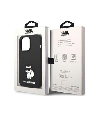 Karl Lagerfeld dėklas for iPhone 14 Pro 6,1 KLHMP14LSNCHBCK black harddėklas Silicone Choupette MagSafe