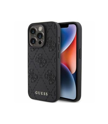 Guess dėklas for iPhone 15 Pro 6,1 GUHCP15LP4EPMK black HC PU Quilted 4G Classic