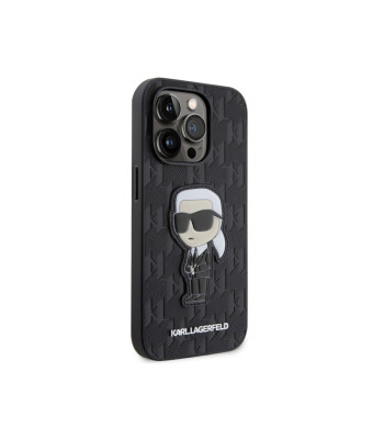 Karl Lagerfeld dėklas for iPhone 14 Pro Max 6,7 KLHCP14XSAKHPKK black harddėklas Saffiano Monogram Ikonik