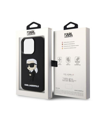 Karl Lagerfeld dėklas for iPhone 14 Pro Max 6,7 KLHCP14X3DRKINK black harddėklas Rubber Ikonik 3D