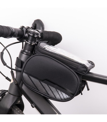 Waterproof bicycle frame bag with a removable phone dėklas black