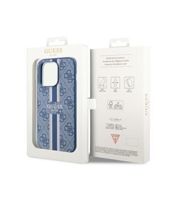 Guess dėklas for iPhone 14 Pro Max 6,7 GUHMP14XP4RPSB blue harddėklas Magsafe 4G Printed Stripes