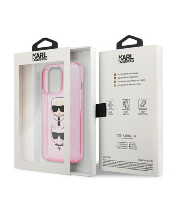 Karl Lagerfeld dėklas for iPhone 13 / 13 Pro 6,1 KLHCP13LKCTUGLP harddėklas pink Glitter Karl`s - Choupette